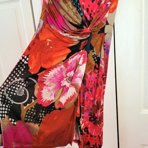 Desigual Azucena Floral Draped Cap Sleeve Ruched Dress - Picture 5 of 8